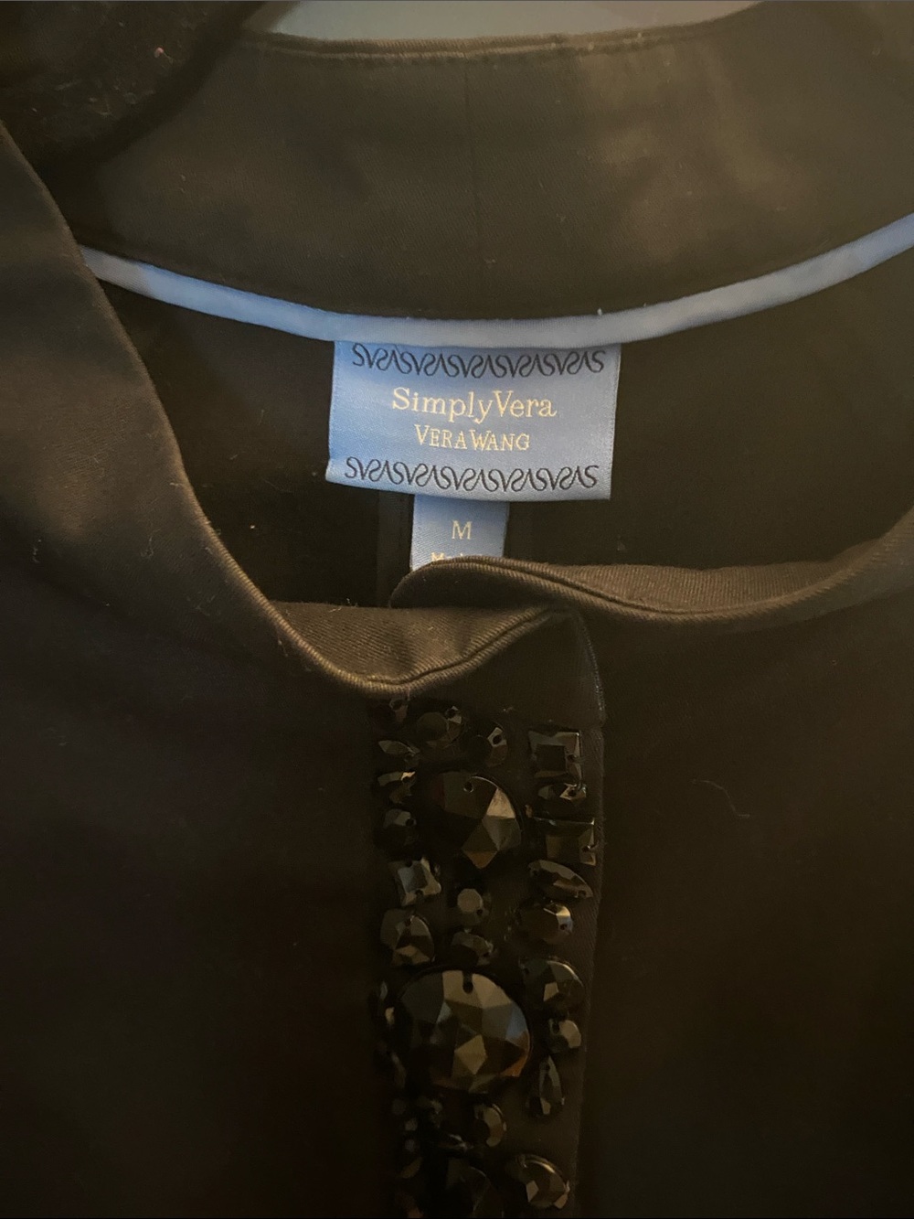 Vera Wang Black Embellished Collar Blazer Jacket